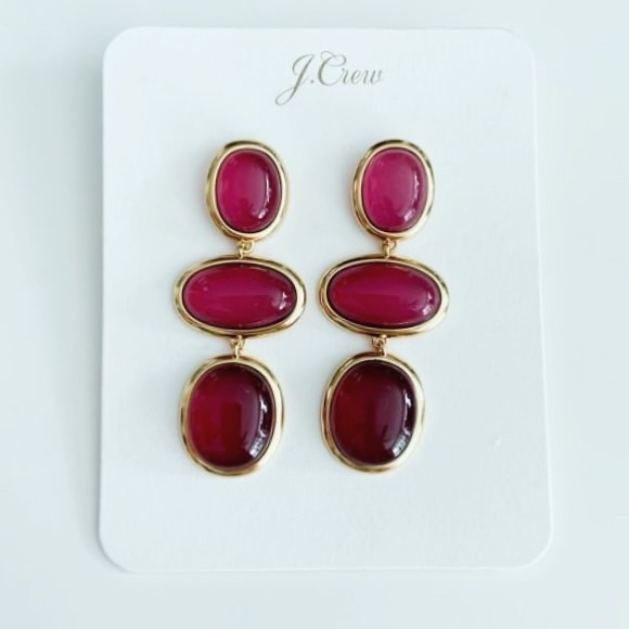J. CREW GLASS CAB TRIPLE-DROP EARRINGS - Picture 2 of 3